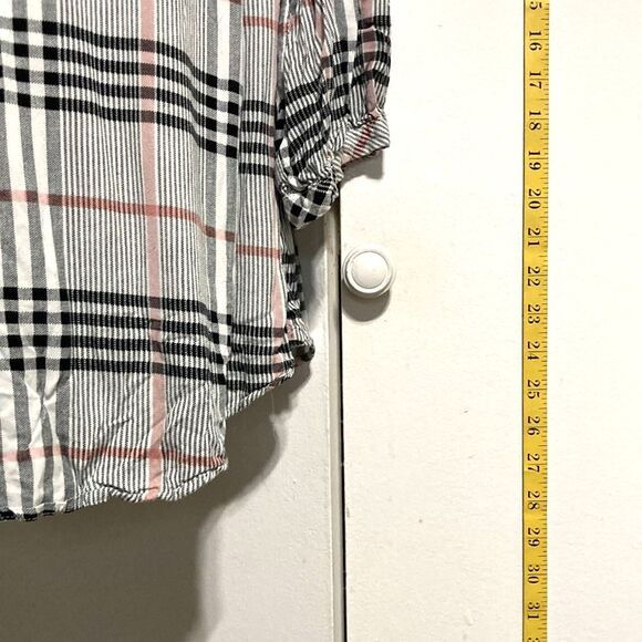 TORRID Split Front With Neck Ties 3/4 Sleeve Blouse Plaid Gingham Plus Size 2X - Picture 10 of 14